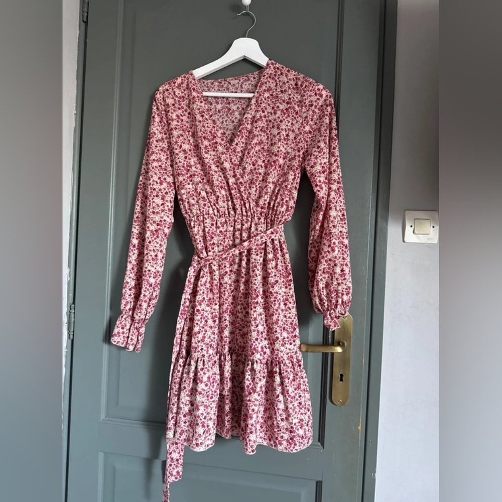 Floral Pink Wrap Dress